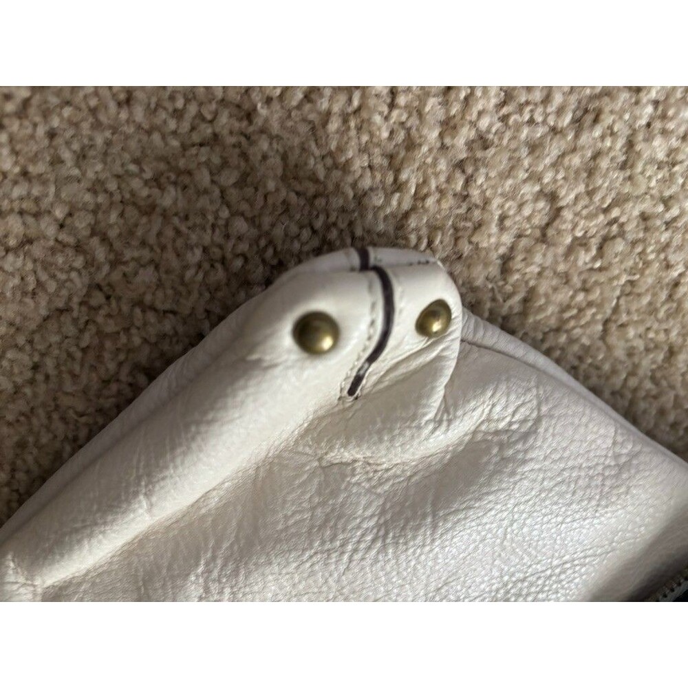 Lucky Brand Real Leather  Foldover Option Shoulder Crossbody Bag White Y2k - Picture 9 of 12